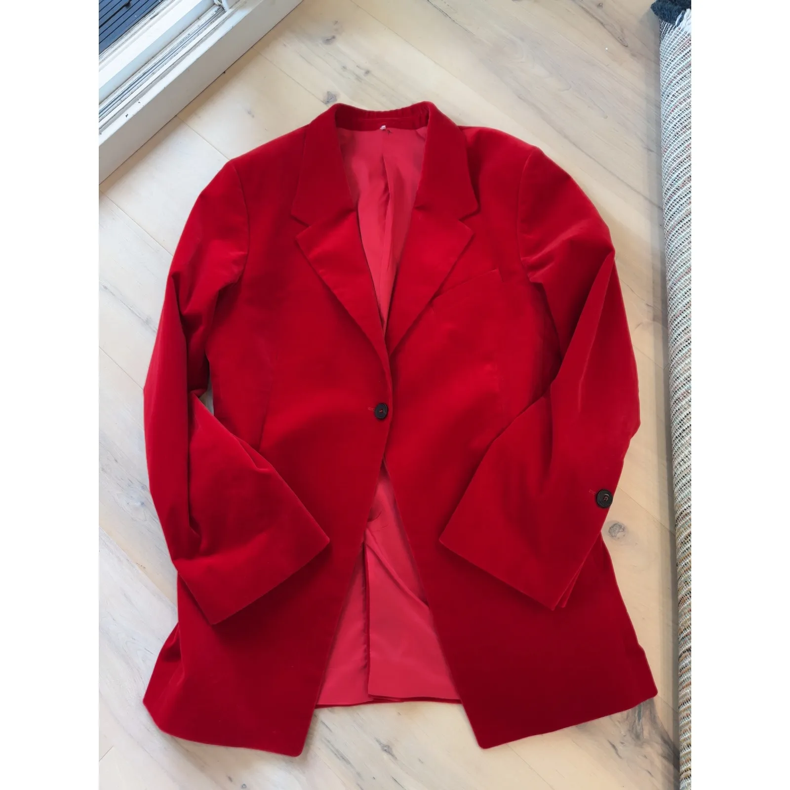 FRAME Womens Red Velvet Blazer Jacket Size 12 Luxe Evening Cocktail Party - Image 10