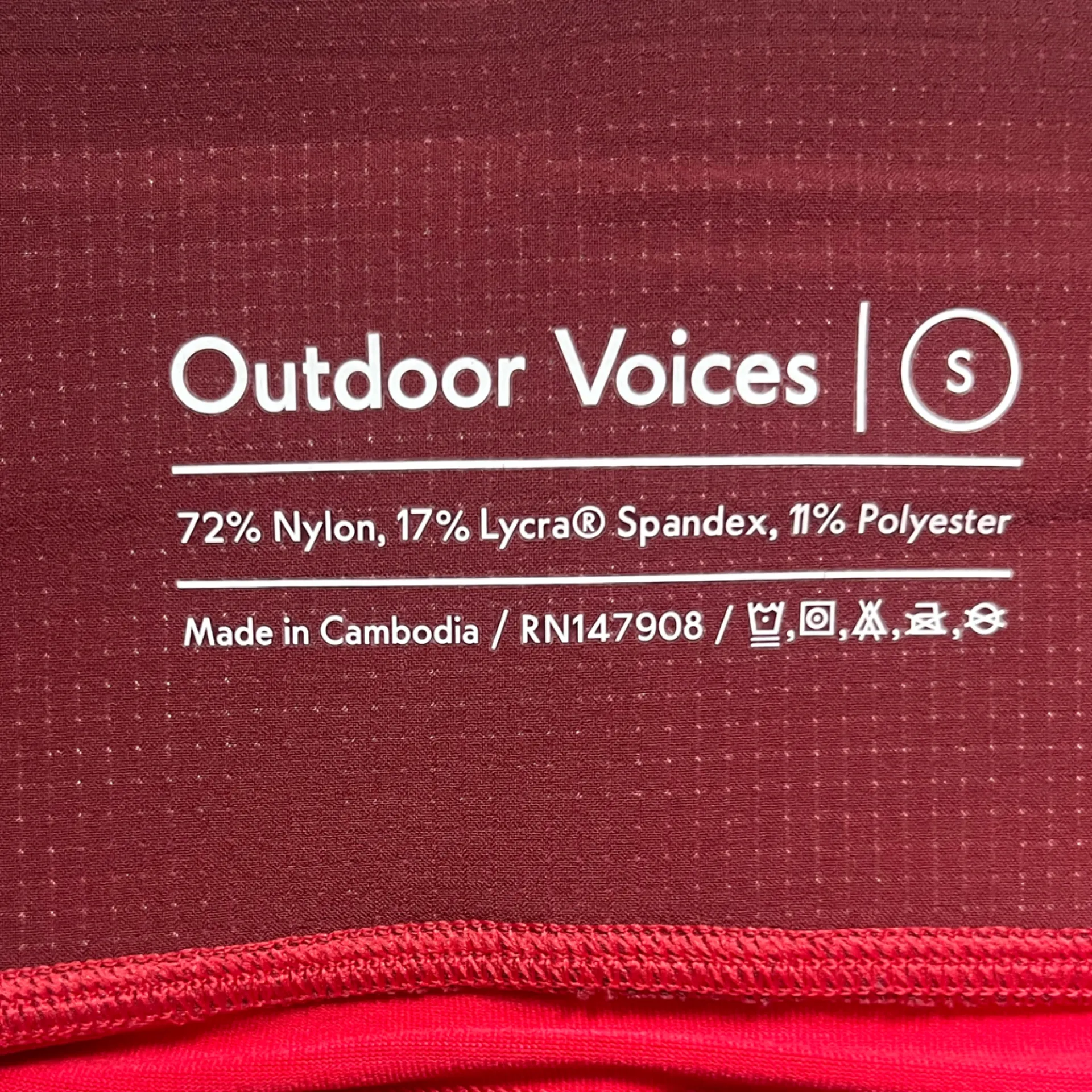 Outdoor Voices Red Cropped Yoga Workout Active Hike Run Pilates Leggings Size S - Image 3