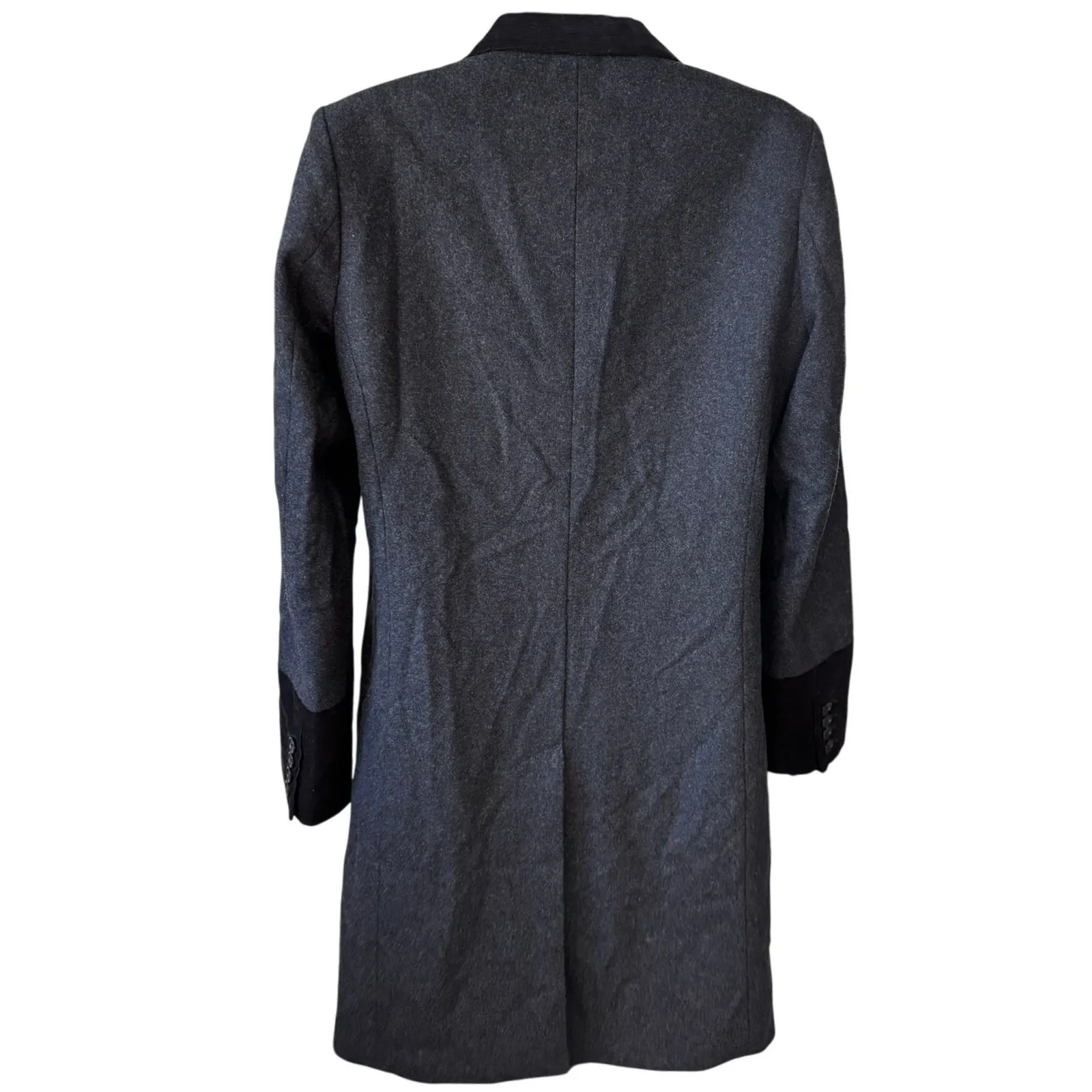 Uniqlo X Undercover by Jun Takahashi Single Breasted Long‎ Wool Coat Sz S Black Gray - Image 4