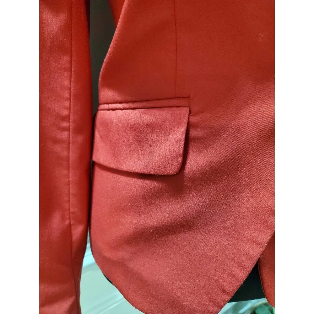 Apostrophe Women Red Polyester Long Sleeve Single Breasted Jacket Blazer Size 2 - Image 4
