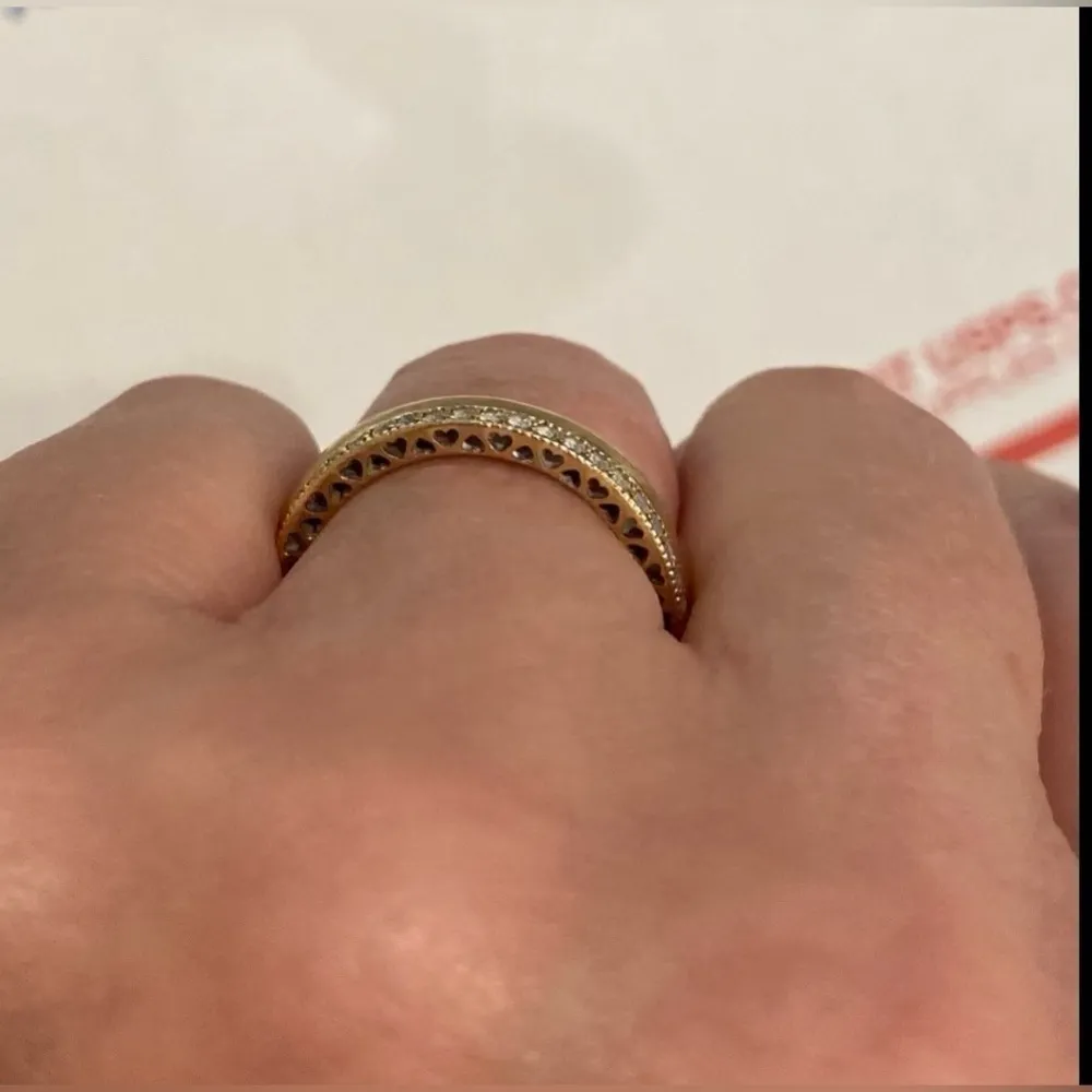 New 2 Pandora Rings 14k Solid Gold Size 7 Cubic Zirconia and Polished - Image 2