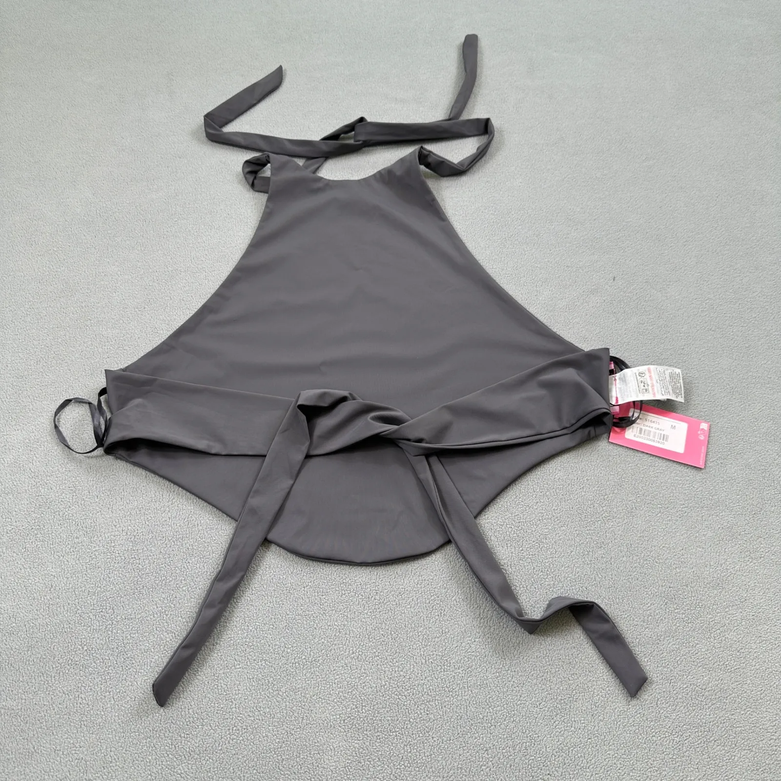 NWT Edikted Raine Curved Halter Top M Women Gray Tie Back Sleeveless Cropped - Image 3