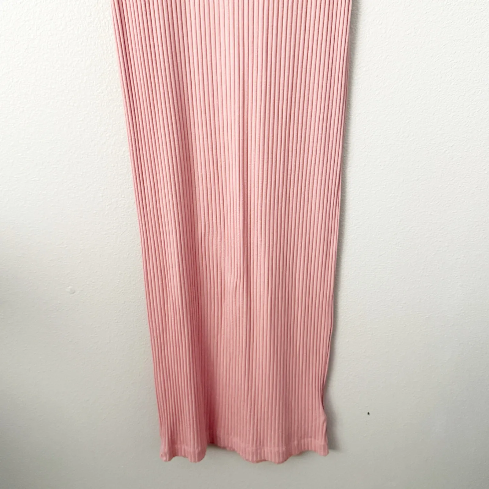 FREE PEOPLE BEACH | NWT Rose Pink Wide Ribbed Simone Dress Bodycon Maxi | Small - Image 3
