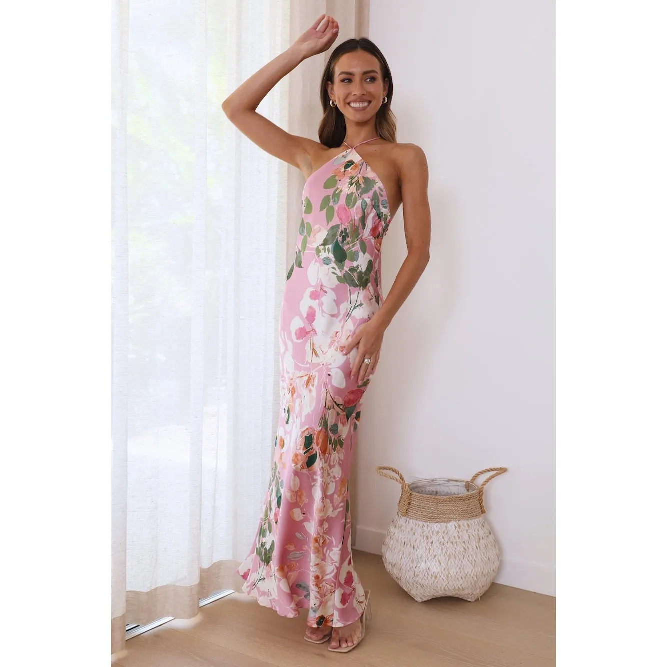 Hello Molly FEELING MOODY MAXI Criss Cross Back DRESS PINK NWT Size L - Image 2