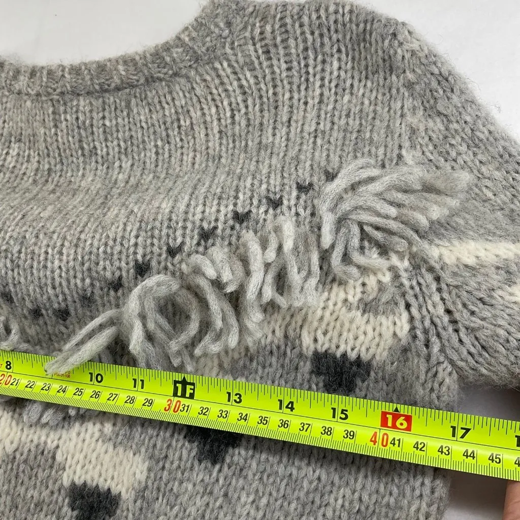LoveShackFancy Atlas Grey Fringe Sweater Alpaca Size Small - Image 5