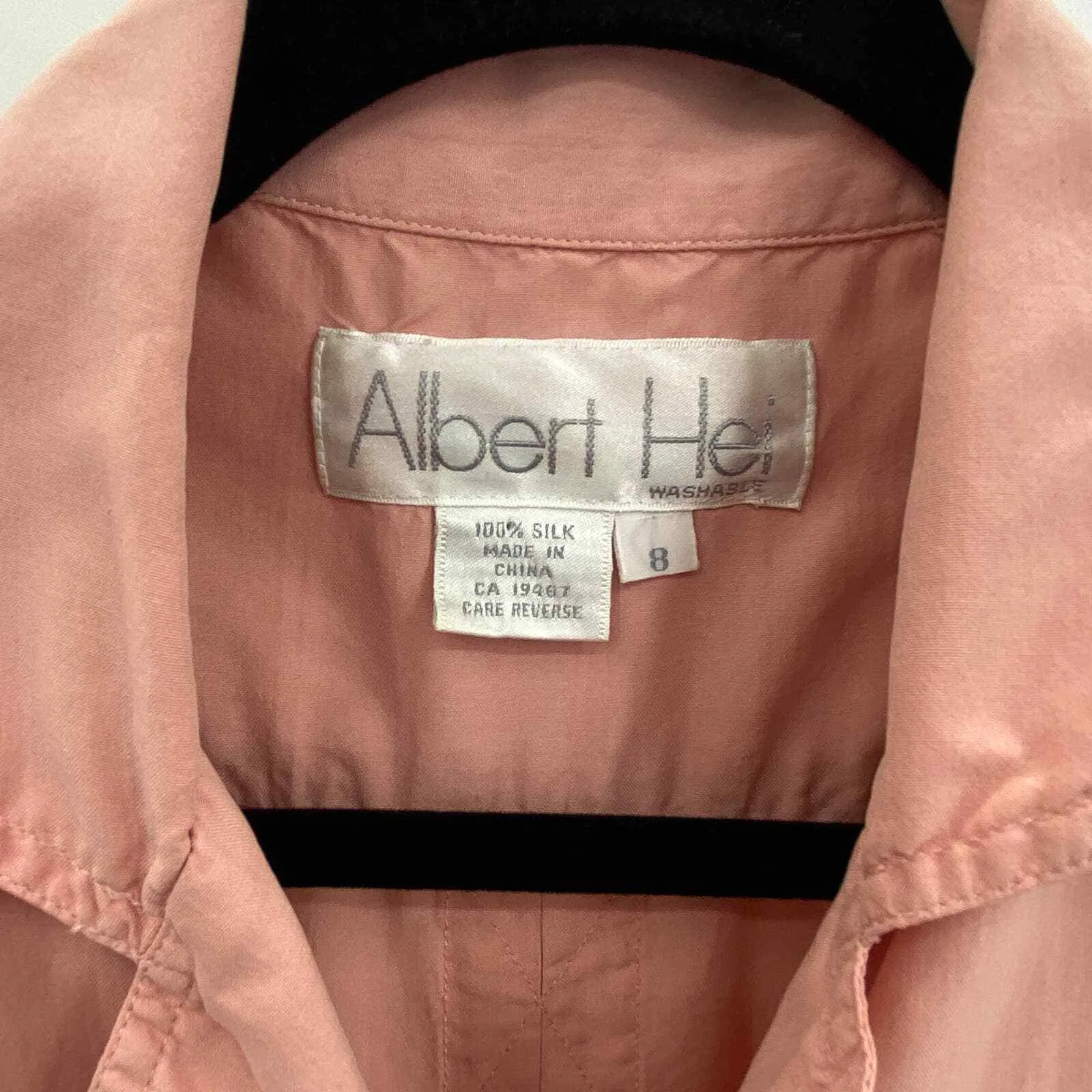 Vintage Albert Hei Coquette Romper Womens 8 Pink 100% Washable Silk Belt Pockets - Image 4