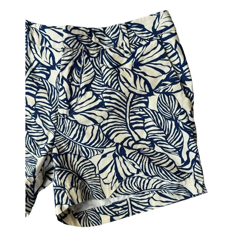 PATAGONIA All Wear Blue Tropical Leaf Print Casual Organic Cotton Shorts Size 4 - Image 4