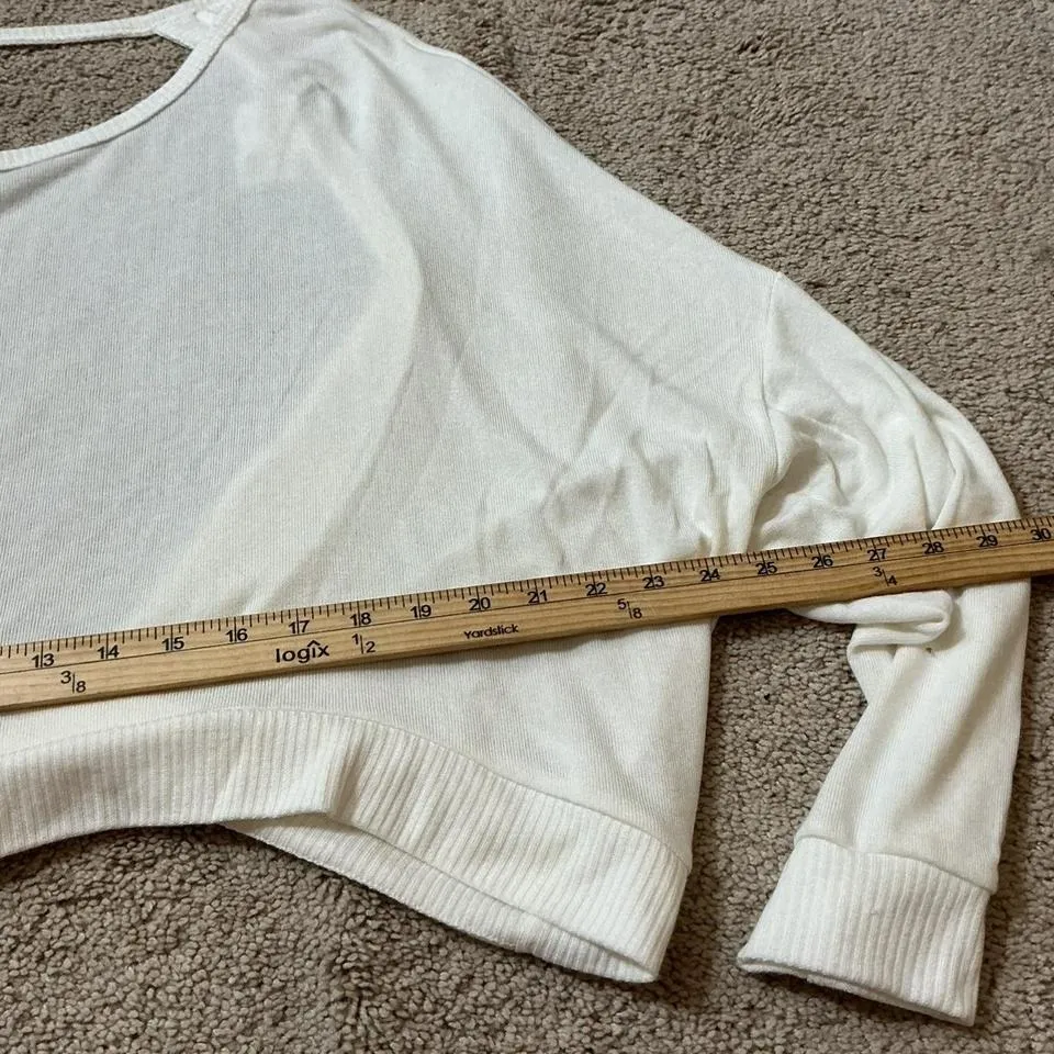 NWT PROJECT SOCIAL T Ivory Cross Back Sweater Loose Fit Dolman Sleeve Women M - Image 5