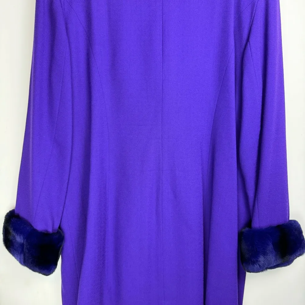 Vintage Lily & Taylor Couture Womens Wool Fox Fur Trim Jacket Coat Sz 18 Purple - Image 15