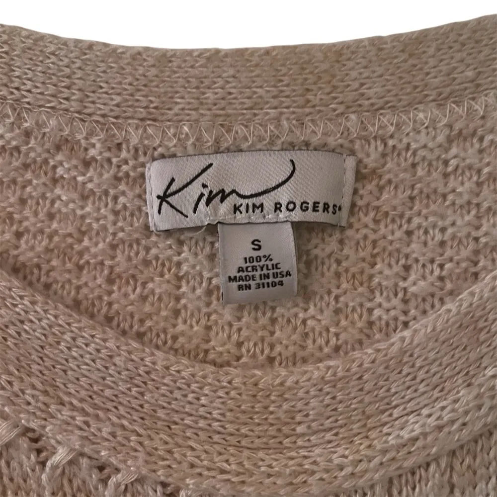 KIM ROGERS Women’s Beige Cable Knit 3/4 Sleeve Sweater - Image 7