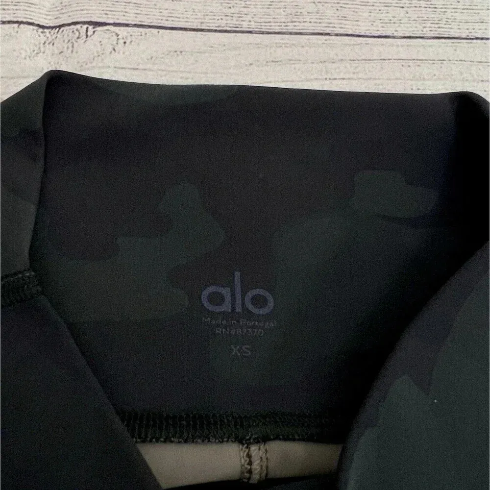 Alo Yoga High Waist Camp Vapor Leggings Black Green Camouflage Athletic Pants XS - Image 8