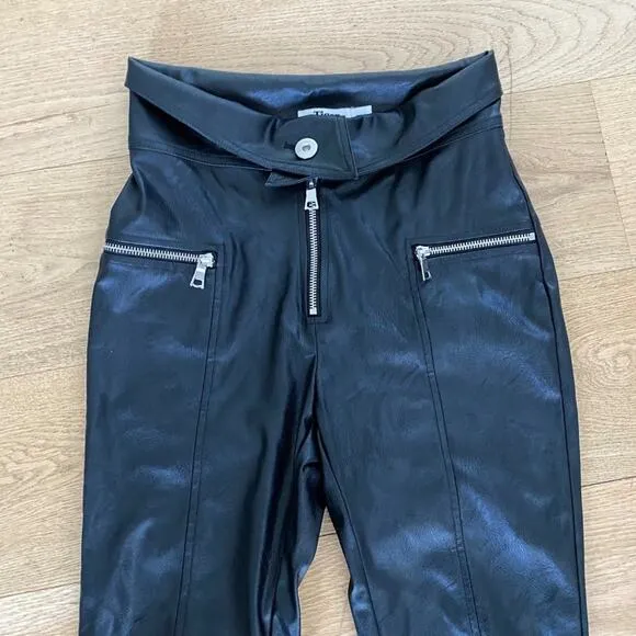 Tiger Mist - Faux Leather Fold Over Waist Pants in Black - Image 2