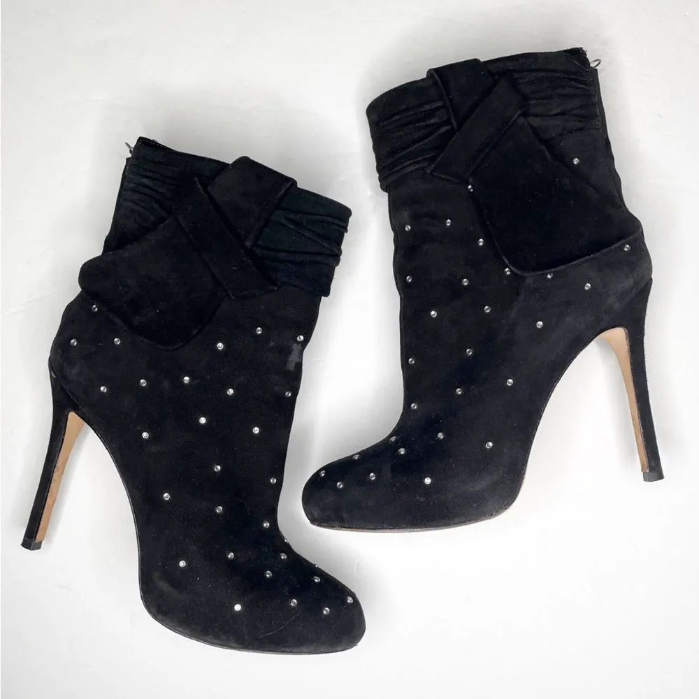 Ann Taylor Adriana Studded Rhinestone Suede High Heel Boots Black Size 9 - Image 3