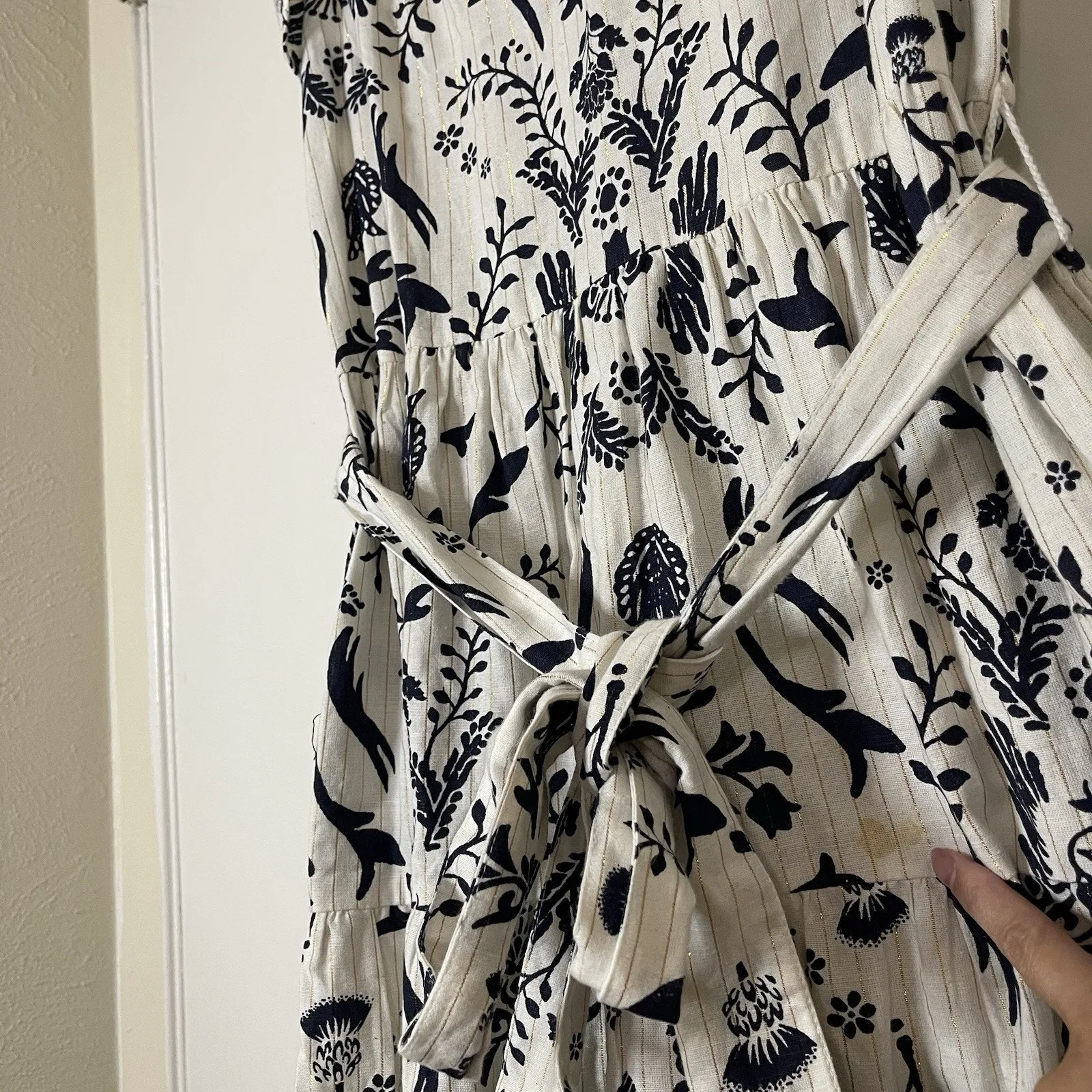 Roller Rabbit Womens floral white belted midi dress size XS - Image 6