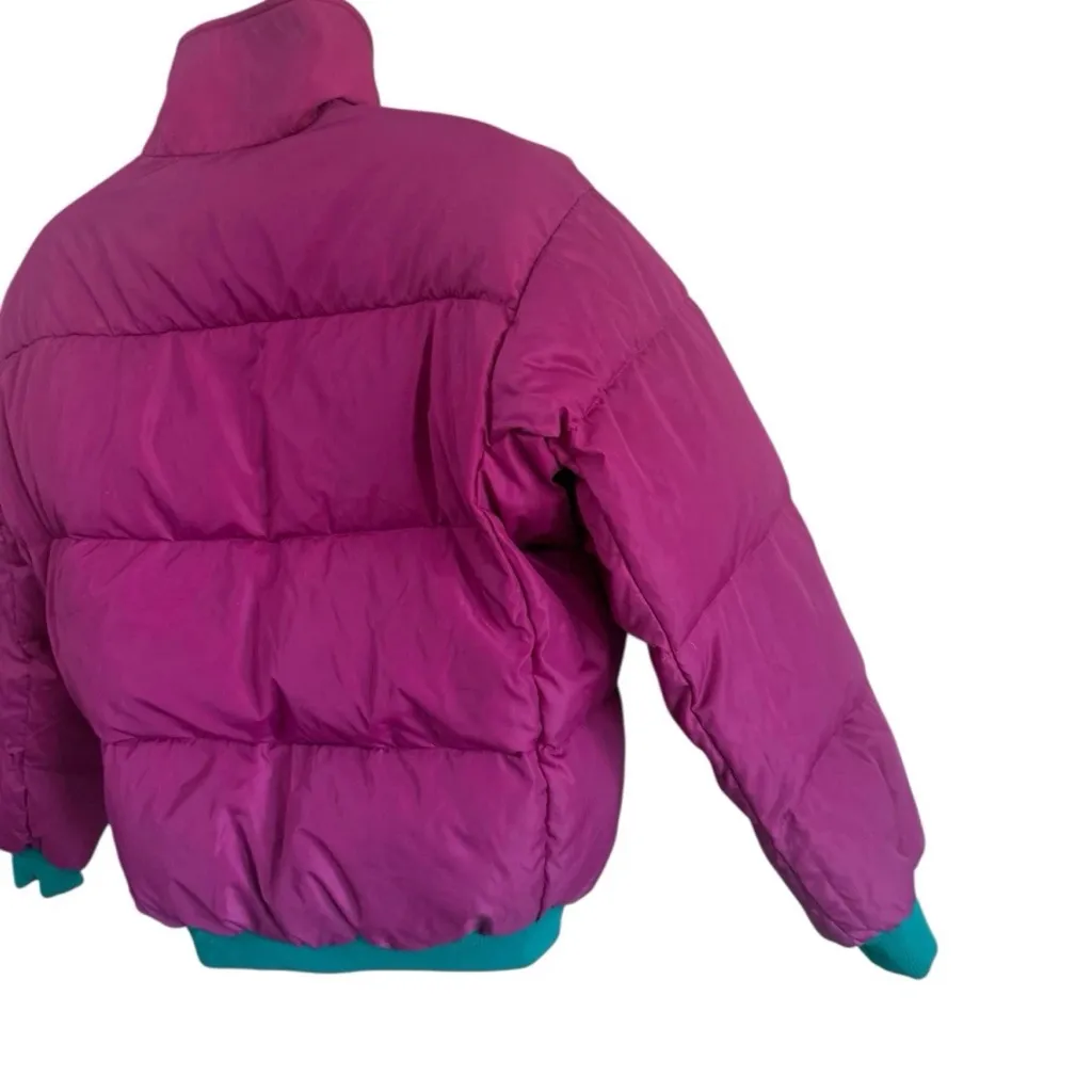 Vintage Columbia Women’s Reversible Puffer Jacket Teal & Pink Down Size M - Image 9