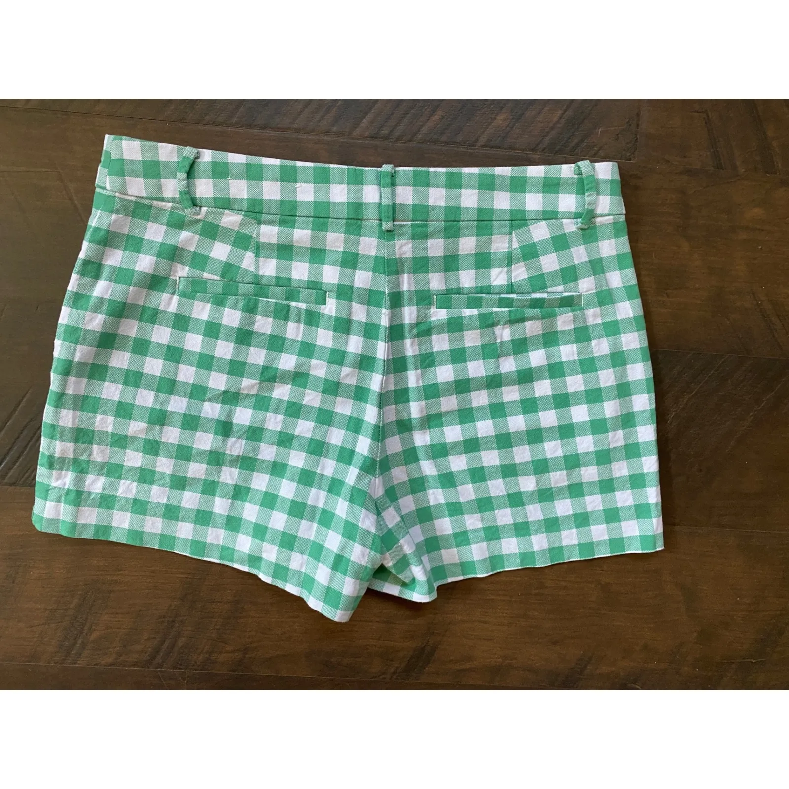 LOFT Riviera Shorts In Gingham Green‎ And White Checkered Mid Rise 6 NWOT - Image 8