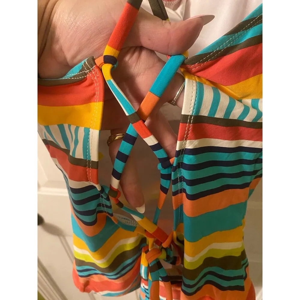 Striped Swimsuit plus size 16 lace up back adjustable - Image 4