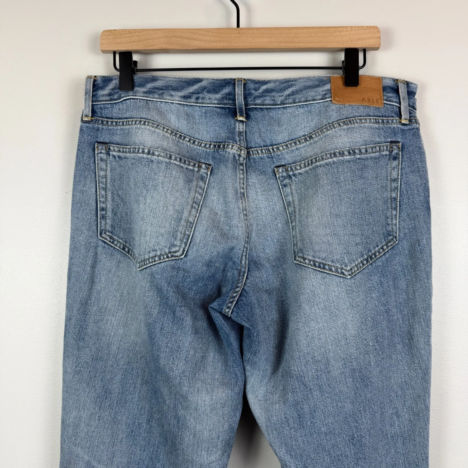 ABLE Jeans Women's 28 Blue Denim Medium Wash Distressed Slouch Casual Stretch - Image 5
