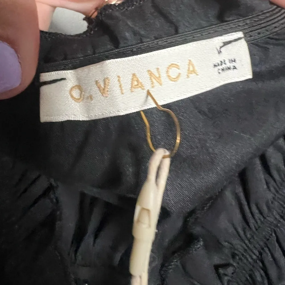 O. Vianca Black Wrap Tie Crop Top Medium - Image 3