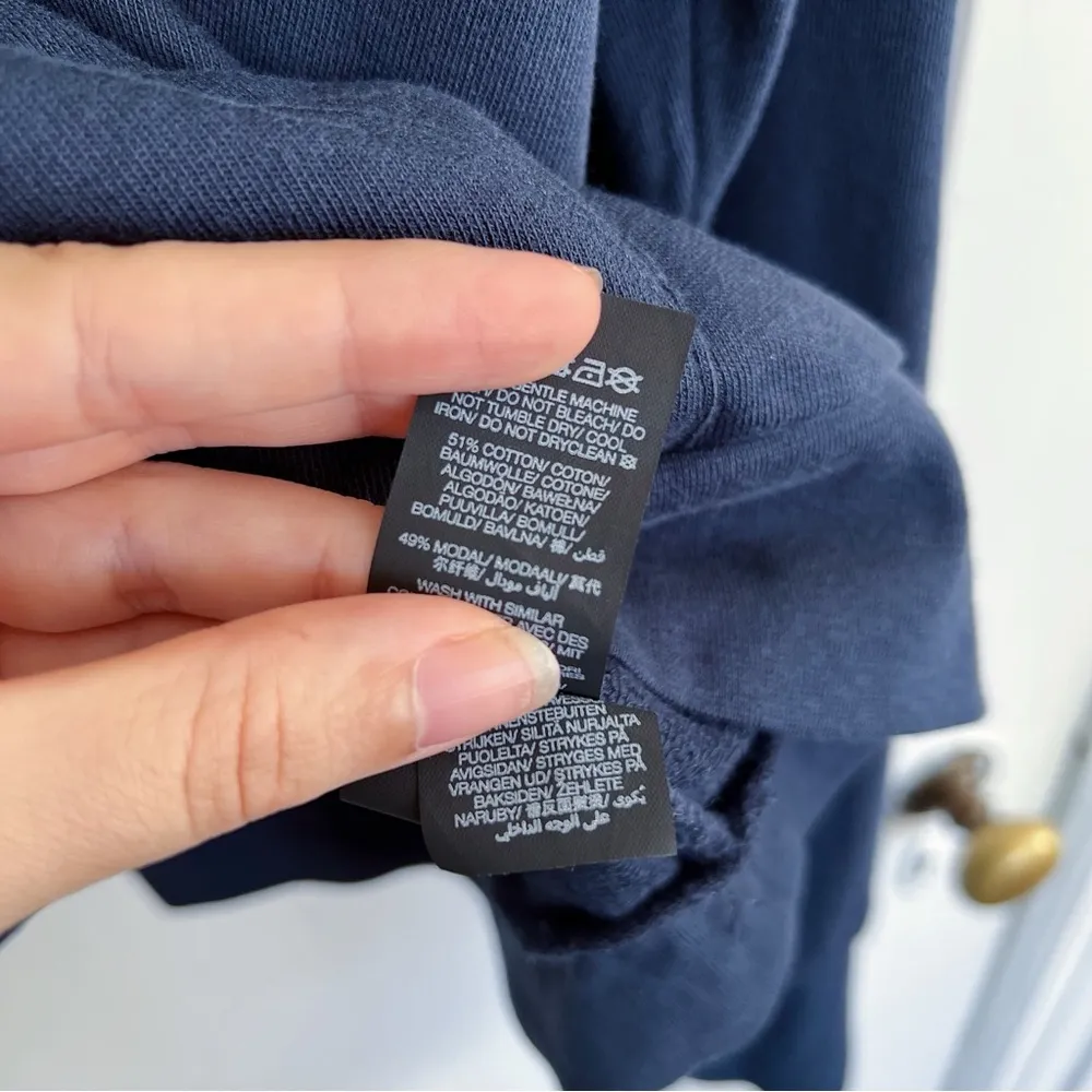 Sweaty Betty • After Class Hoodie navy blue relaxed fit organic cotton knit - Image 9