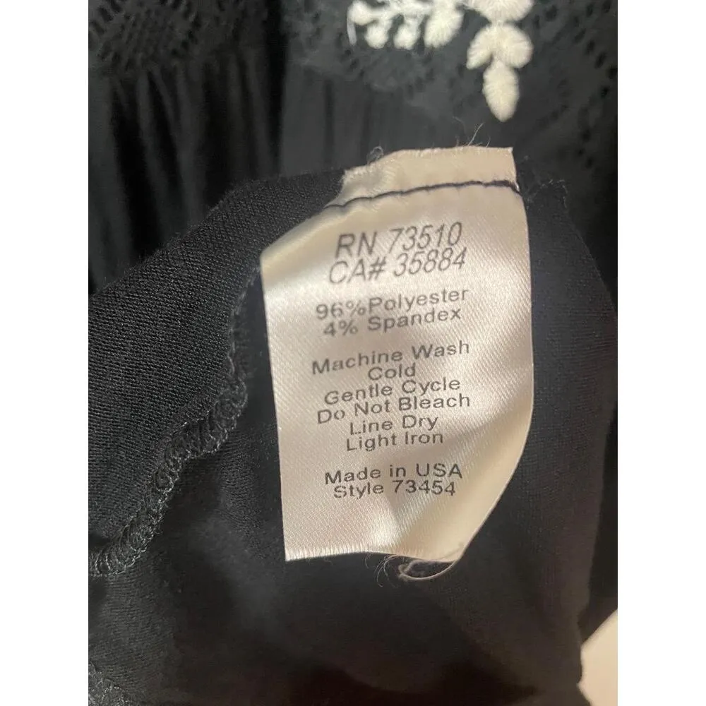 Uncle Frank Anthropologie Crochet Lace Embroidered Mock Neck Dress size S Black - Image 5