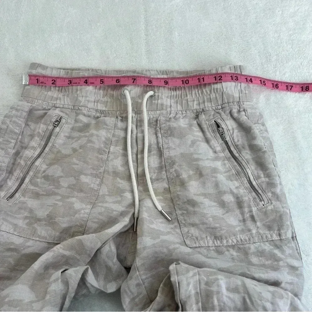Athleta Tan Camo Print High Rise Cabo Tide Linen Jogger Pants - Image 11