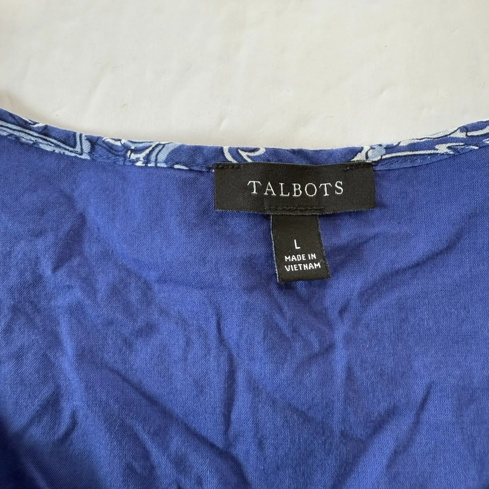 Talbots Blue Oval Medallion Voile‎ Sleeveless  Swing Dress Size LARGE - Image 9