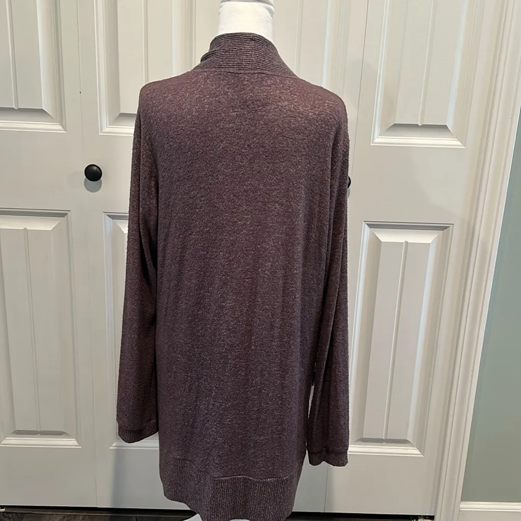 Bobeau XL Jemmy Heathered Purple Brushed Open Front Drape Cardigan Sweater - Image 12