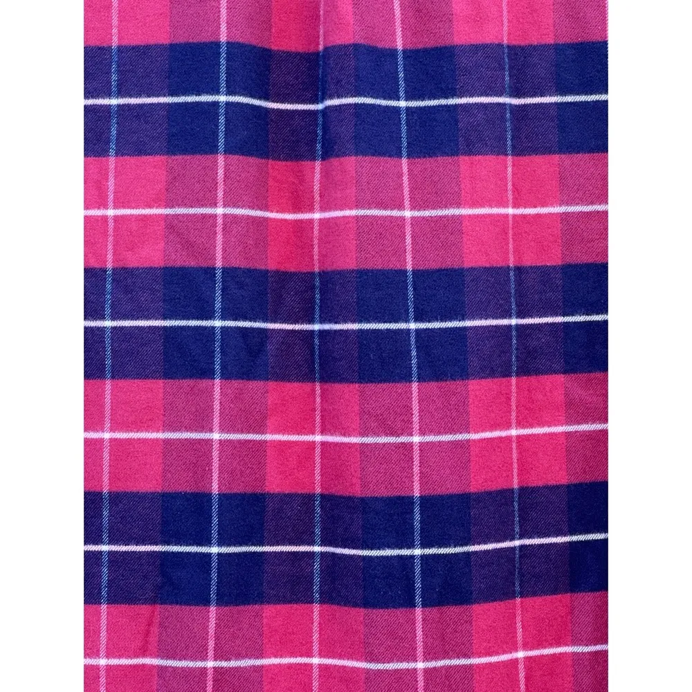 Organic Pima Cotton Flannel Sleepshirt Button Front Plaid NWT XS - Image 5