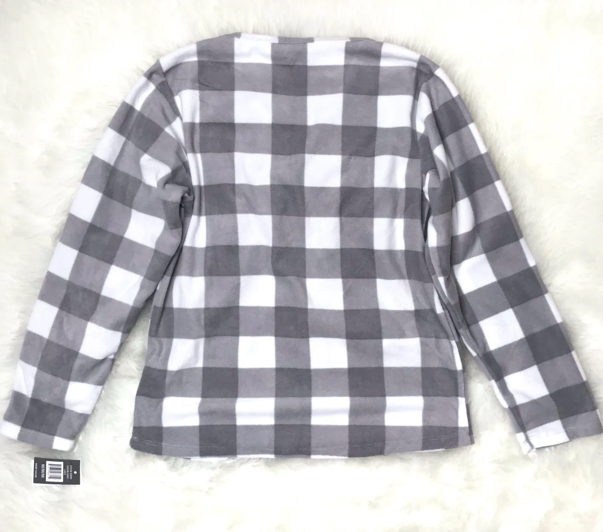 -Gray & White Buffalo Plaid PJ’s-“Up to Snow Good”-NWT-Med. - Image 3