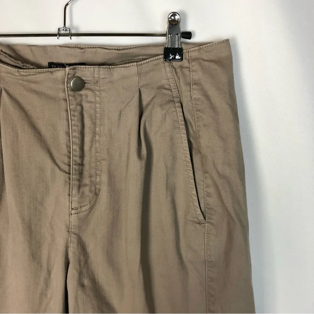 Eileen Fisher Light Brown Pleated High Rise Straight Leg Chino Pant 8 - Image 3