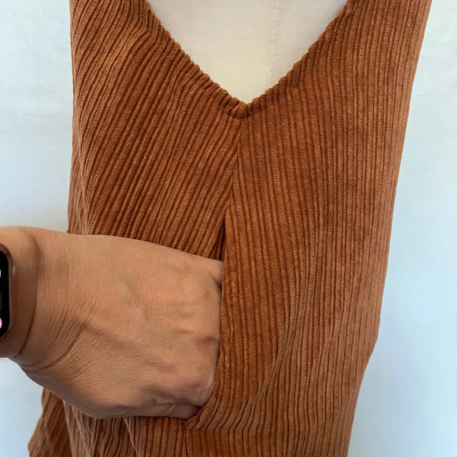 Y2K Hot Kiss Corduroy Pinafore Mini Dress Sz 0 Grunge Academia Retro Fall Indie - Image 12