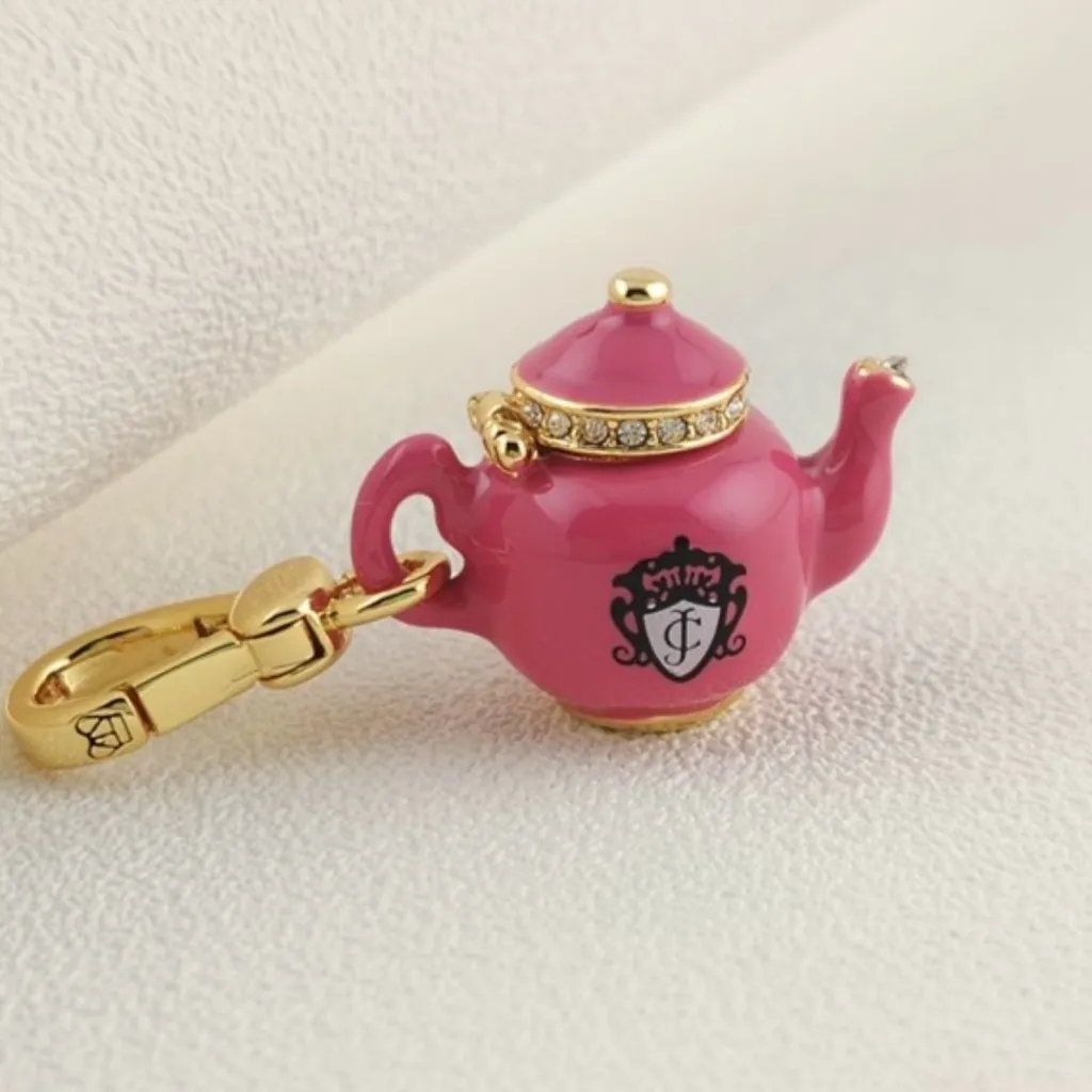 RARE LIMITED EDITION Juicy Couture Pink/Gold  Tea Kettle- Bag or Necklace Charm - Image 2