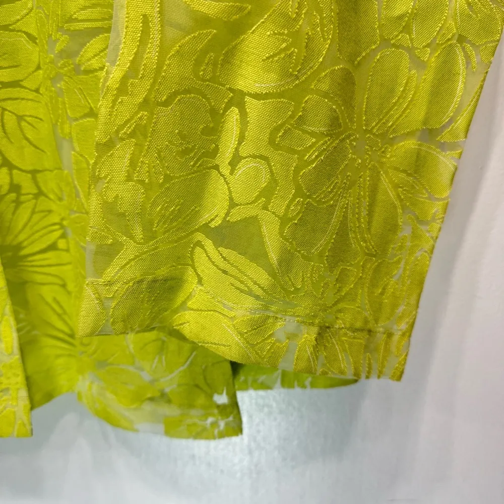 Chico’s Floral Flair Delanis Tunic Sheer Linen Blend Shirt Lime Green Layer Boho - Image 5