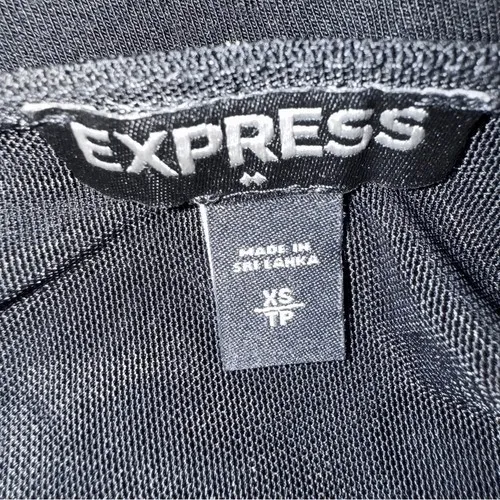 EXPRESS Black V-Neck Mesh Trim and Sleeves Fitted Bodysuit‎ NWOT Size XS - Image 7