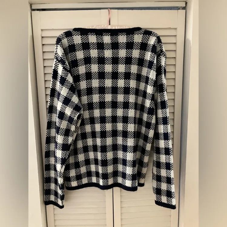 Vintage Hasting & Smith Gingham Blue Cardigan Size M - Image 3