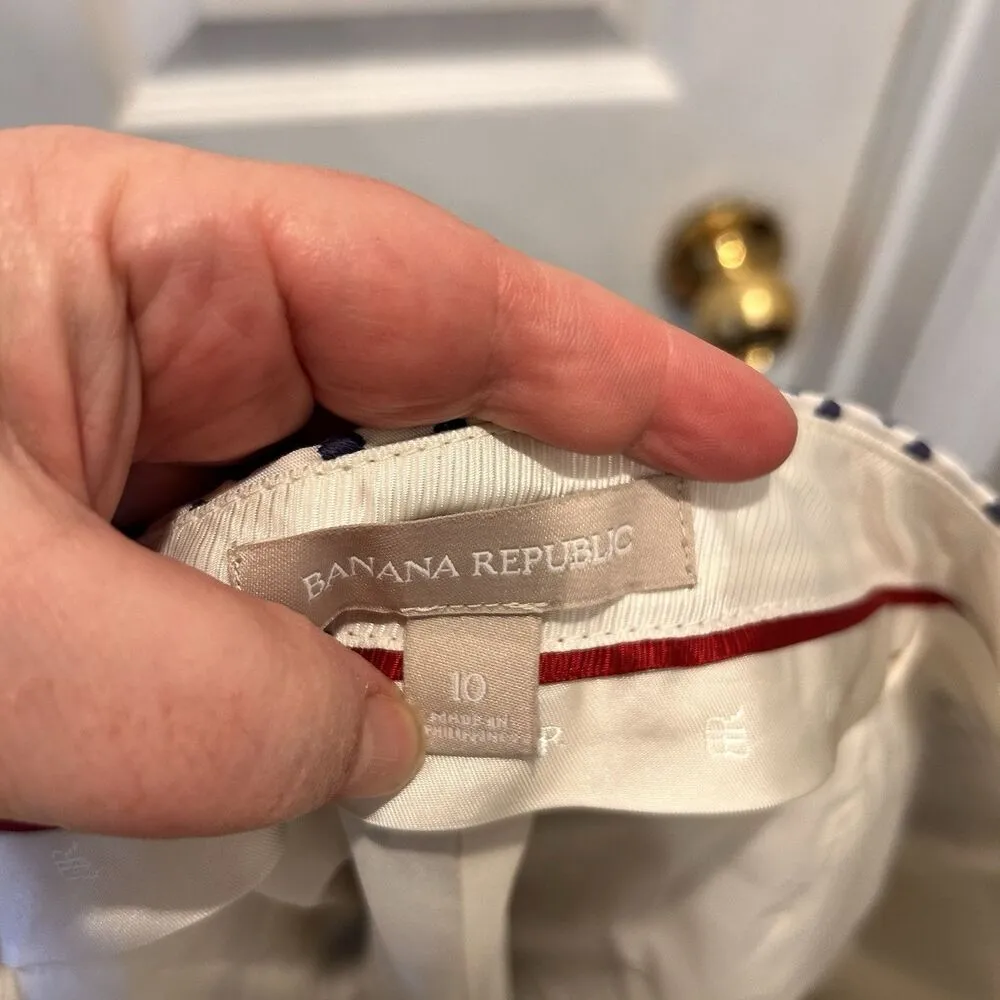 Banana Republic Womens Dress Pants 10 White Blue Straight‎ Pockets Flat Front - Image 7