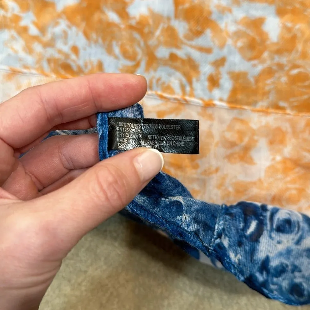 Blue Orange Lightweight Summer Pattern Infinity Boho Scarf Women - Image 5