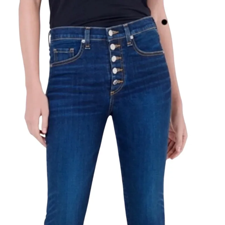 Veronica Beard Carolyn Baby Boot Button Fly Cropped Raw Hem Jeans Size 28 NWT - Image 4