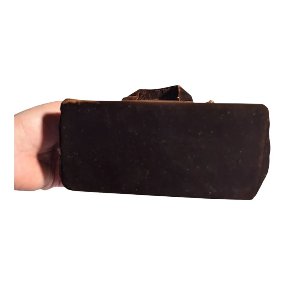 Vtg 1990s Summer Tompkins Brown Velvet Top Handle Magnetic Closure Mini Bag - Image 5