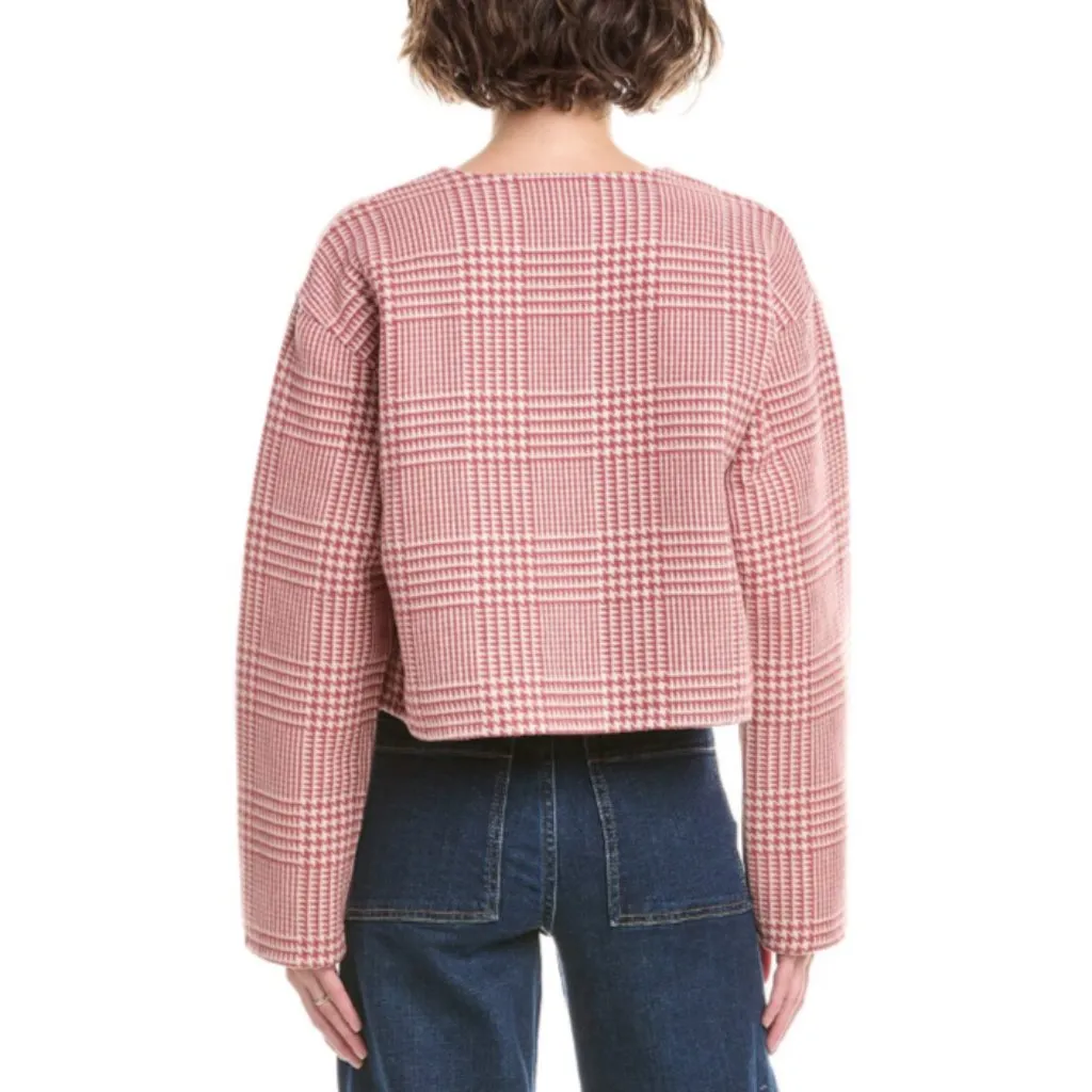 NWOT $198 Splendid  Coral Plaid Wool Blend Tiffany Reversible Casual Jacket  M - Image 3