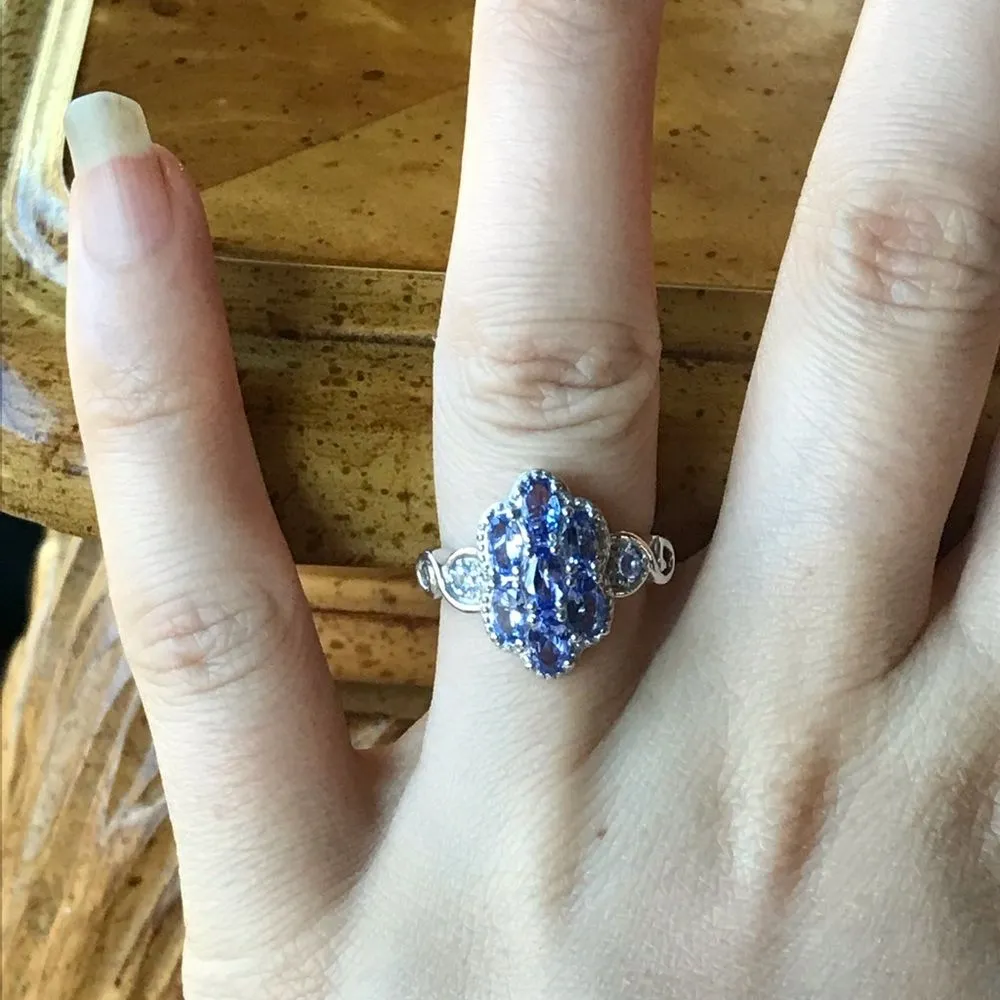 Natural Tanzanite Sterling Silver Ring Size 6 Purple - Image 3