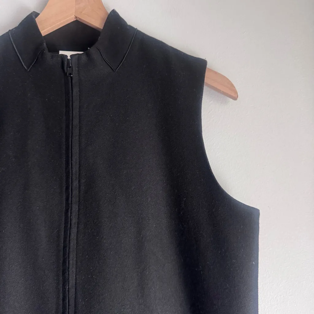 Vintage Harve Benard Sleeveless Wool Blend Mock Neck Zip Faux Leather Trim Dress - Image 4