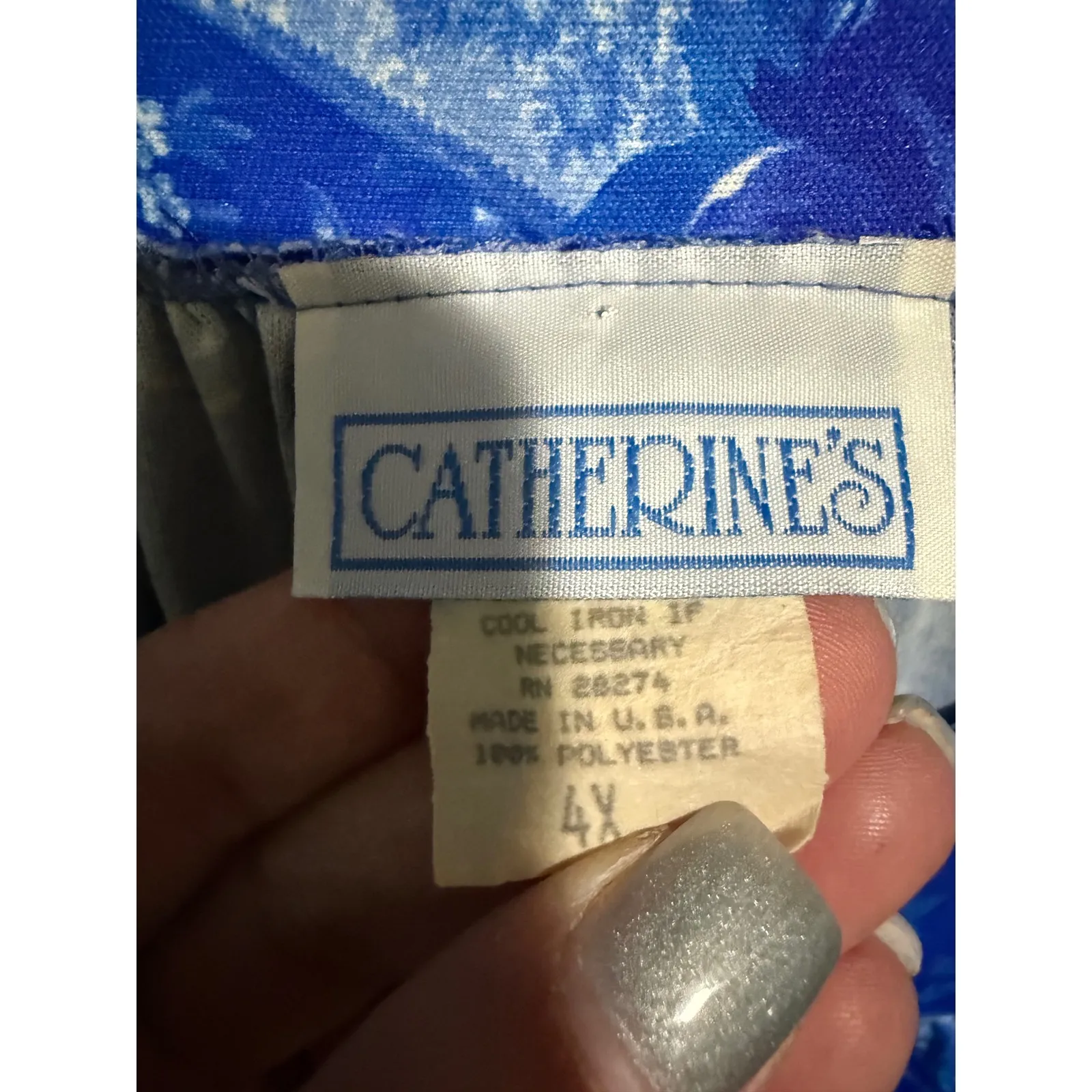 Catherines 4X Blue Floral MuuMuu Lounger Dress‎ Caftan Plus Size - Image 4