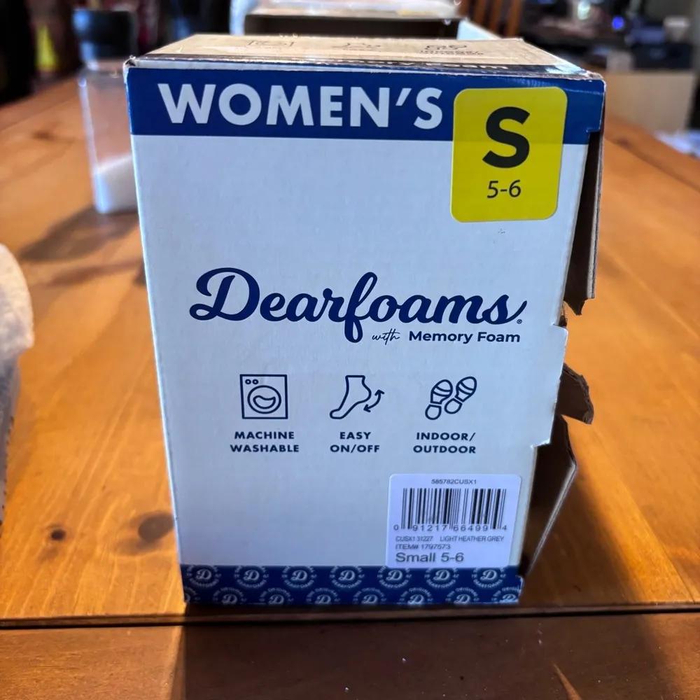 Dearfoams womens memory foam slip on cozy house shoes slippers gray S(5-6) - Image 7