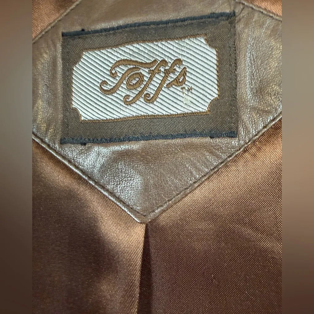 Tofi Women’s Brown Genuine Leather Button Front Jacket Size 14 - Image 6