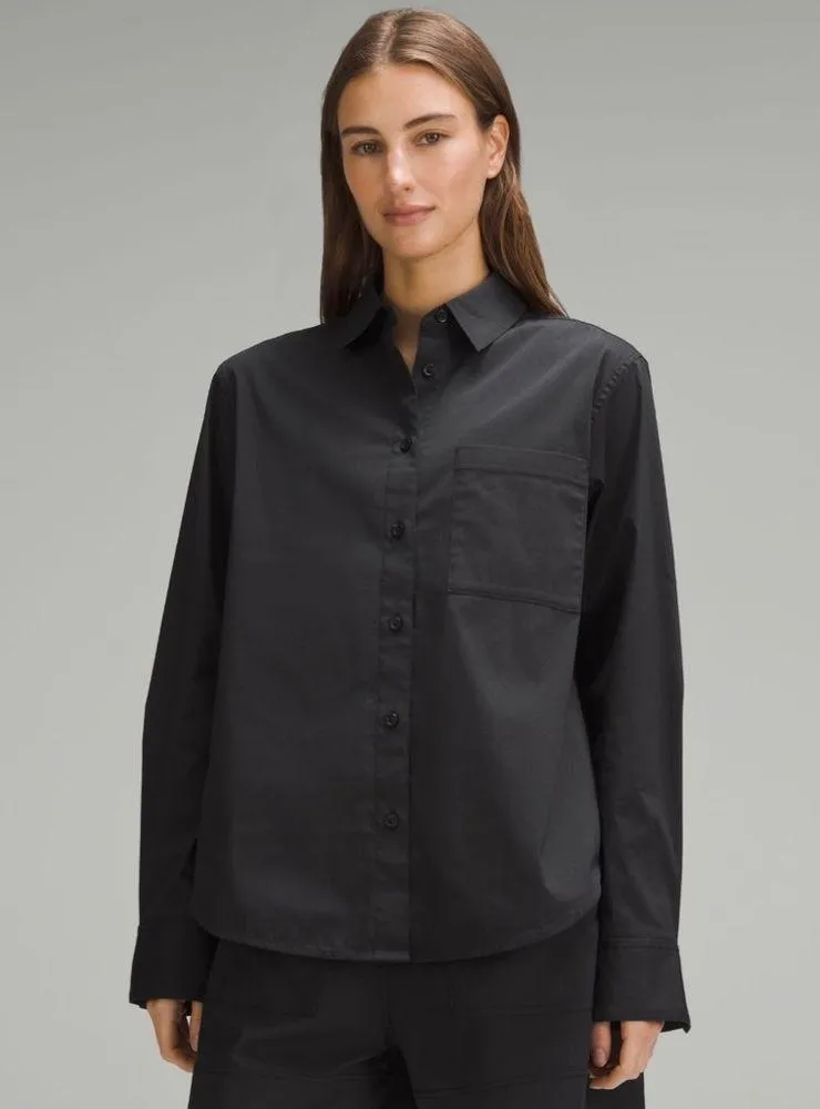 Lululemon Relaxed-Fit-Cotten Blend Poplin Button Down Shirt - Image 2