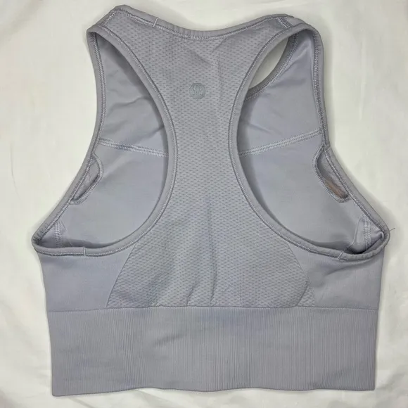 Lululemon Athletica high neck sports bra, blue/grey, sz‎ 4 - Image 2