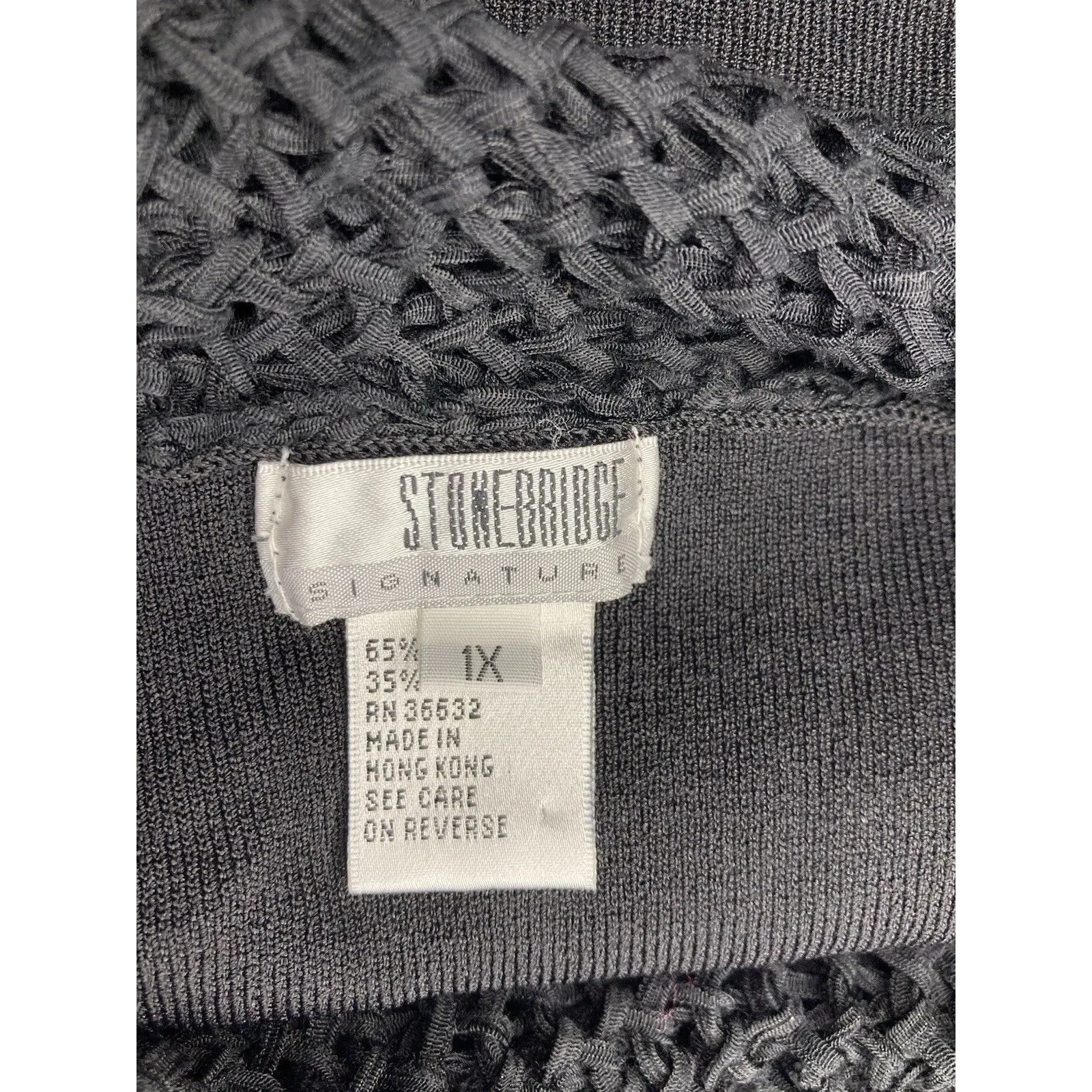 Stonebridge Black Sweater 1X XL Fringed Crochet Off Shoulder Pull Over Boho Goth - Image 7