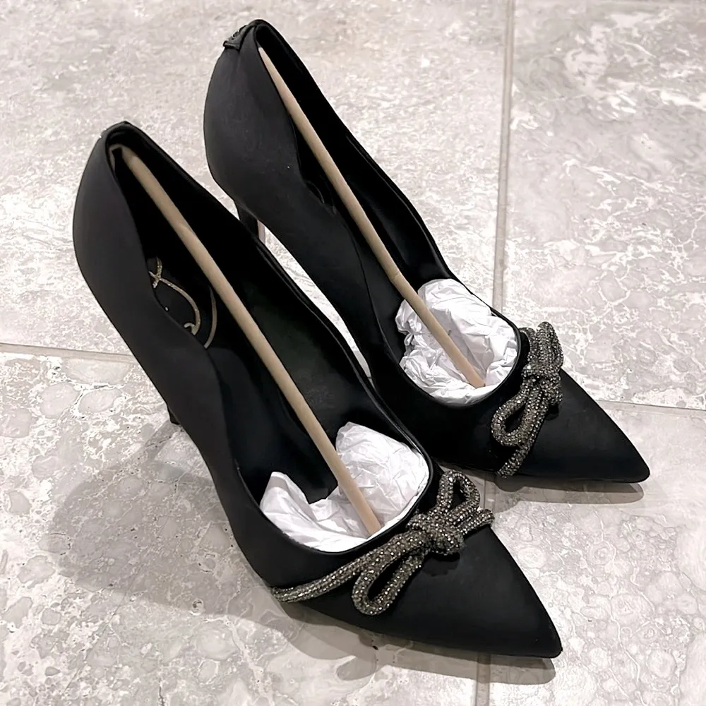 Sam Edelman Deela Evening Bow Pump in Black Satin, Size 11 New in Box w/Dust Bag - Image 7